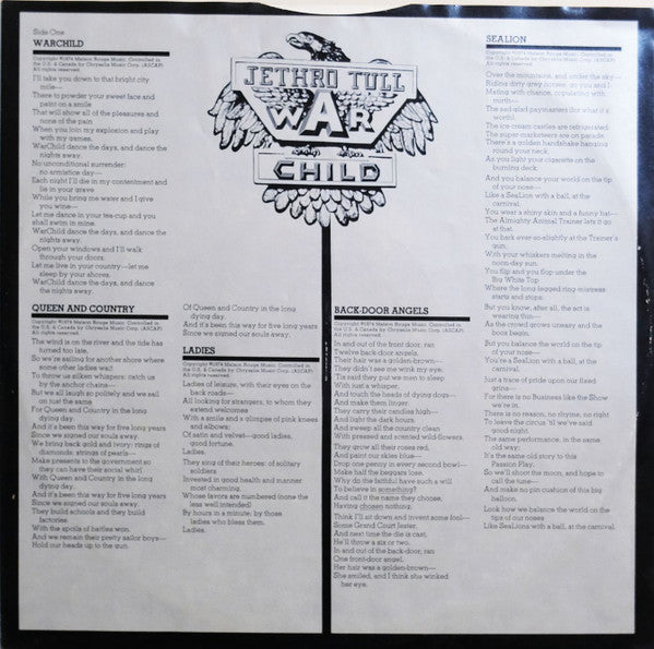 Jethro Tull - War Child (Vinyl, Album, Quadraphonic, LP) Very Good (VG) / Fair (F)