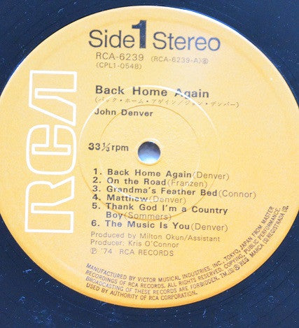 John Denver - Back Home Again (Vinyl, Stereo, LP, Album)