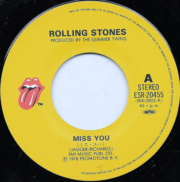 The Rolling Stones - Miss You (Vinyl, 7", 45 RPM, Single, Stereo) Very Good Plus (VG+) / Very Good (VG)