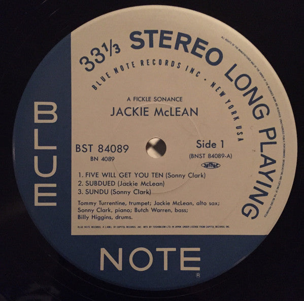 Jackie McLean - A Fickle Sonance (Vinyl, LP, Album, Limited Edition, Reissue, Stereo) Near Mint (NM or M-) / Very Good Plus (VG+)
