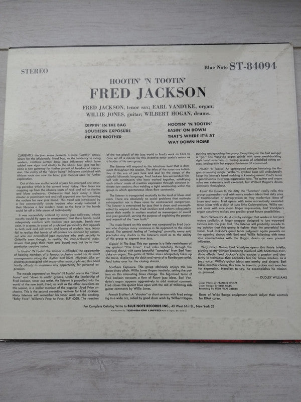 Fred Jackson - Hootin' 'N Tootin' (Vinyl, LP, Album, Stereo, Reissu...