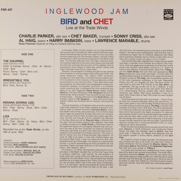 Bird (28) - Inglewood Jam (Live At The Trade Winds 16 June 1952) (Vinyl, LP, Album) Very Good Plus (VG+) / Very Good Plus (VG+)