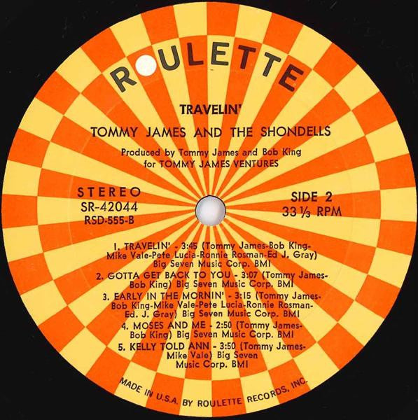 Tommy James & The Shondells - Travelin' (Vinyl, LP, Album) Very Good Plus (VG+) / Good (G)