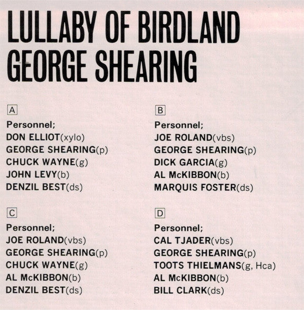 George Shearing - Lullaby Of Birdland (Vinyl, LP, Compilation, Mono)
