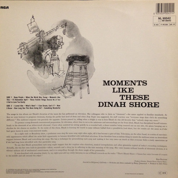 Dinah Shore - Moments Like These (Vinyl, LP, Reissue, Stereo) Very Good (VG) / Very Good (VG)