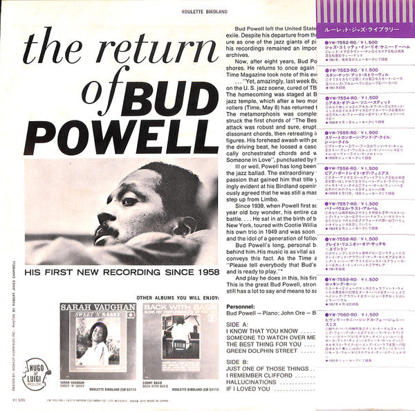 Bud Powell - The Return Of Bud Powell (Vinyl, LP, Album, Reissue, Stereo) Very Good Plus (VG+) / Very Good Plus (VG+)