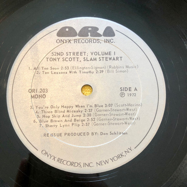 Tony Scott (2) - 52nd Street; Volume 1 (Vinyl, LP, Compilation, Mono) Very Good Plus (VG+) / Very Good (VG)