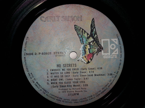 Carly Simon - No Secrets (Vinyl, LP, Album, Repress) Very Good (VG) / Very Good (VG)