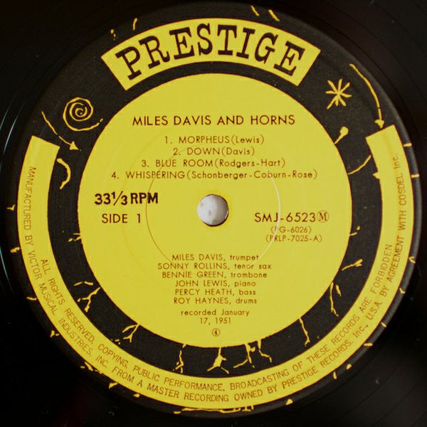Miles Davis - Miles Davis And Horns (Vinyl, LP, Compilation, Reissue, Mono) Near Mint (NM or M-) / Very Good Plus (VG+)