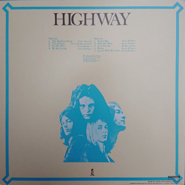 Free - Highway (Vinyl, LP, Album, Reissue) Very Good Plus (VG+) / Very Good (VG)