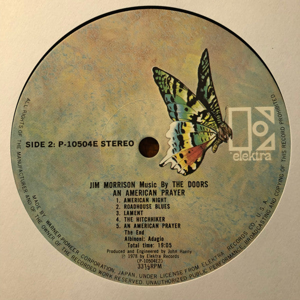 Jim Morrison - An American Prayer (Vinyl, LP, Album, Stereo) Very Good Plus (VG+) / Very Good (VG)