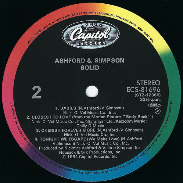 Ashford & Simpson - Solid (Vinyl, LP, Album) Very Good (VG) / Very Good (VG)