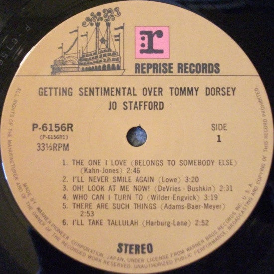Jo Stafford - Getting Sentimental Over Tommy Dorsey (Vinyl, LP, Album, Stereo) Very Good Plus (VG+) / Very Good Plus (VG+)