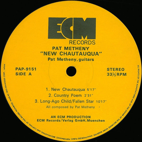 Pat Metheny - New Chautauqua (Vinyl, LP, Album) Very Good Plus (VG+) / Very Good Plus (VG+)