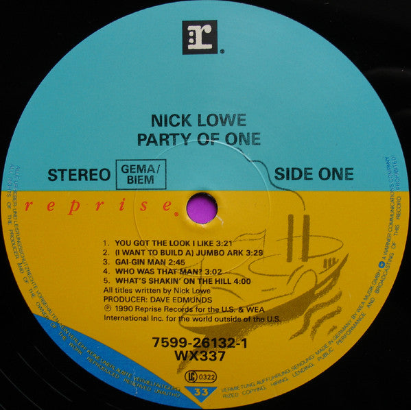 Nick Lowe - Party Of One (Vinyl, LP, Album, Stereo) Very Good Plus (VG+) / Very Good Plus (VG+)