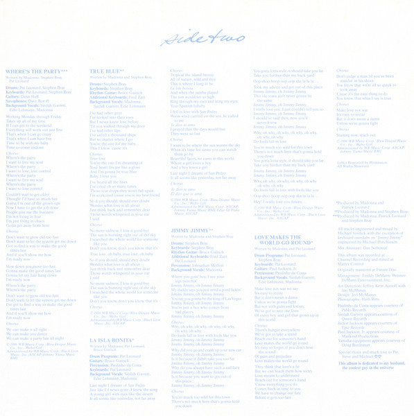 Madonna - True Blue = トゥルー・ブルー (Vinyl, LP, Album, Stereo) Very Good Plus (VG+) / Very Good Plus (VG+)