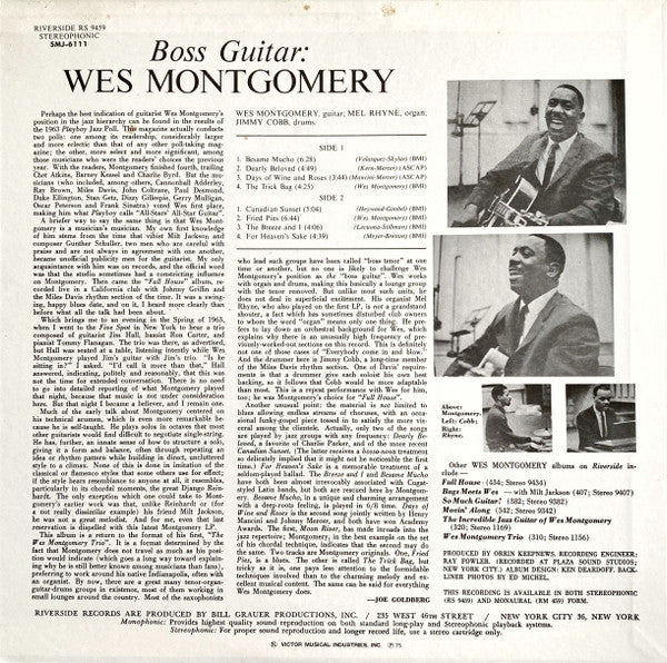Wes Montgomery - Boss Guitar (Vinyl, LP, Album, Reissue, Stereo)