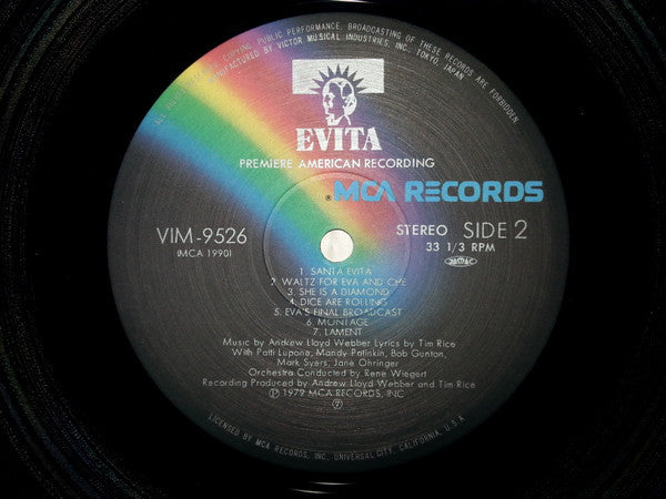 Andrew Lloyd Webber And Tim Rice - Evita (2xVinyl, LP, Album, Reissue) Very Good Plus (VG+) / Very Good (VG)