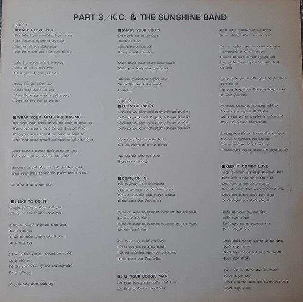 KC & The Sunshine Band - Part 3 (Vinyl, LP, Album, Stereo)