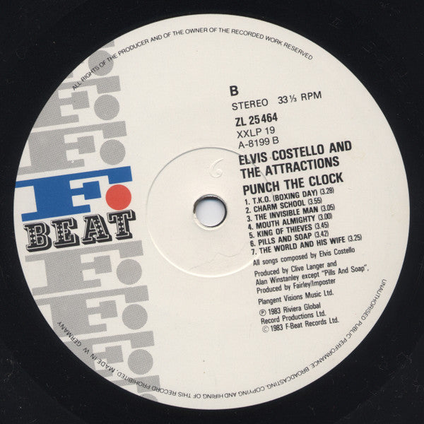 Elvis Costello & The Attractions - Punch The Clock (Vinyl, LP, Album, Stereo) Very Good Plus (VG+) / Very Good Plus (VG+)