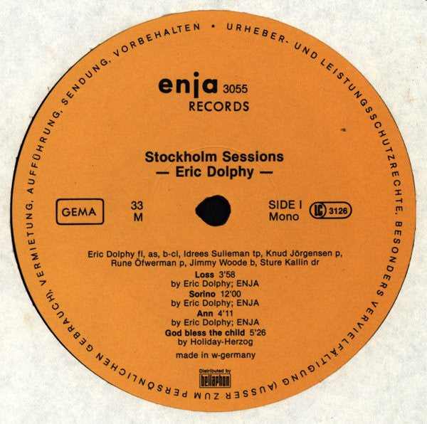Eric Dolphy - Stockholm Sessions (Vinyl, LP, Album, Mono) Very Good Plus (VG+) / Very Good Plus (VG+)