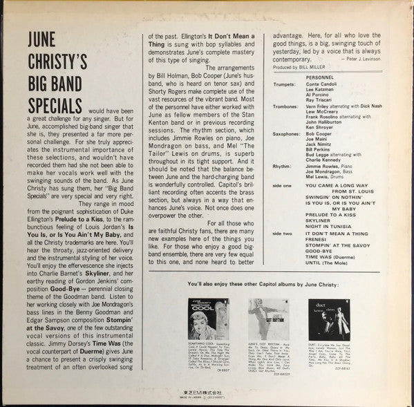 June Christy - Big Band Specials (Vinyl, LP, Album, Reissue, Stereo) Very Good Plus (VG+) / Very Good (VG)