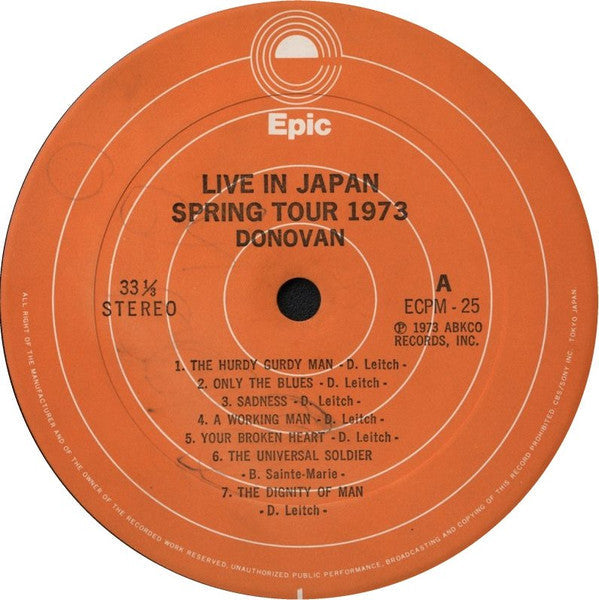 Donovan - Live In Japan: Spring Tour 1973 (Vinyl, LP, Album, Stereo)