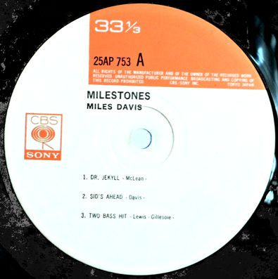 Miles Davis - Milestones (Vinyl, LP, Album, Mono, Reissue)