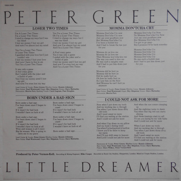 Peter Green (2) - Little Dreamer (Vinyl, LP, Album) Very Good Plus (VG+) / Very Good (VG)