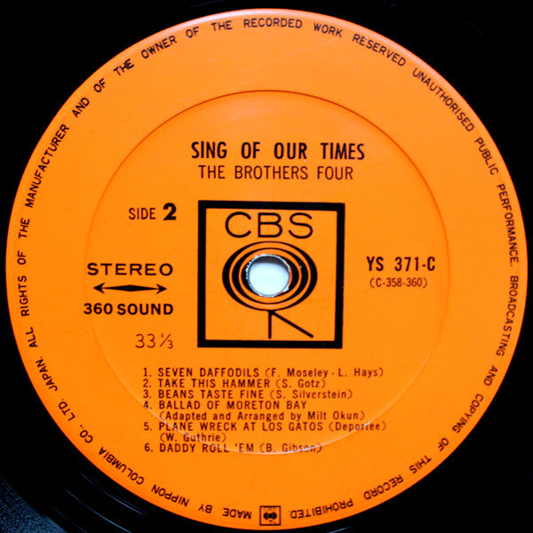 The Brothers Four - Sing Of Our Times (Vinyl, LP, Album, Stereo) Very Good Plus (VG+) / Very Good Plus (VG+)