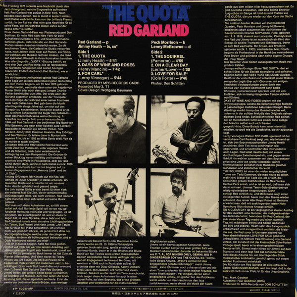 Red Garland - The Quota (Vinyl, LP, Album) Very Good Plus (VG+) / Very Good (VG)