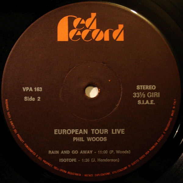 Phil Woods - European Tour Live (Vinyl, LP, Album) Very Good (VG) / Good Plus (G+)