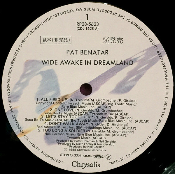Pat Benatar - Wide Awake In Dreamland (Vinyl, LP, Album, Promo) Near Mint (NM or M-) / Very Good (VG)