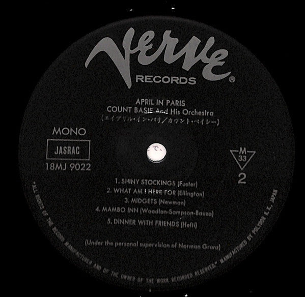 Count Basie Orchestra - April In Paris (Vinyl, LP, Album, Limited Edition, Reissue, Mono) Very Good Plus (VG+) / Very Good (VG)