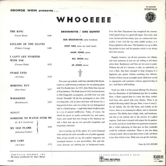 Bob Brookmeyer - Whooeeee (Vinyl, LP, Album, Reissue, Mono) Very Good (VG) / Very Good (VG)