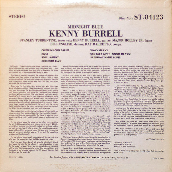 Kenny Burrell - Midnight Blue (Vinyl, LP, Album, Reissue, Stereo)