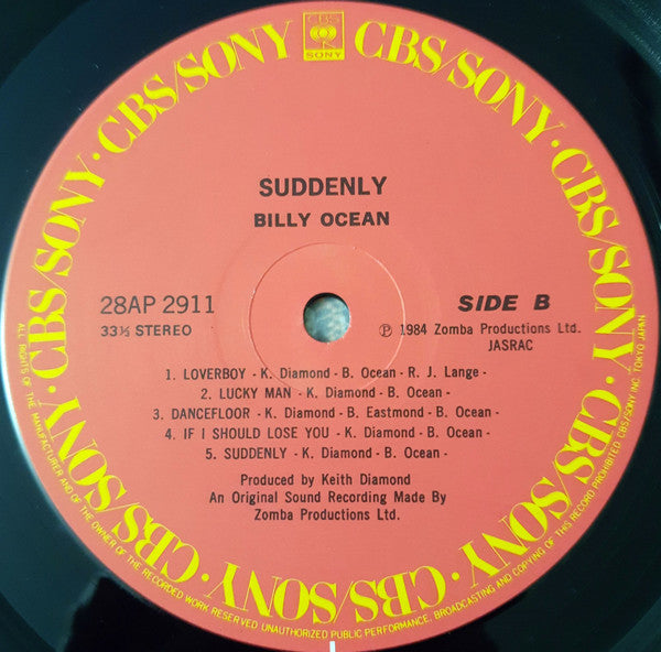 Billy Ocean - Suddenly (Vinyl, LP, Album, Stereo)