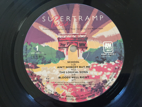 Supertramp - Paris (2xVinyl, LP, Album, Promo, Stereo) Very Good (VG) / Good Plus (G+)
