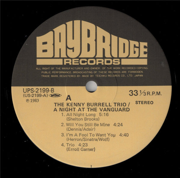 The Kenny Burrell Trio - A Night At The Vanguard (Vinyl, LP, Album,...