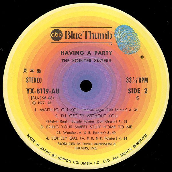 Pointer Sisters - Having A Party (Vinyl, LP, Album, Promo) Good Plus (G+) / Very Good (VG)