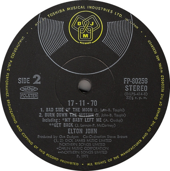 Elton John - 17-11-70 (Vinyl, LP, Album, Stereo)