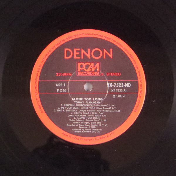 Tommy Flanagan - Alone Too Long (Vinyl, LP, Album) Very Good Plus (VG+) / Good Plus (G+)