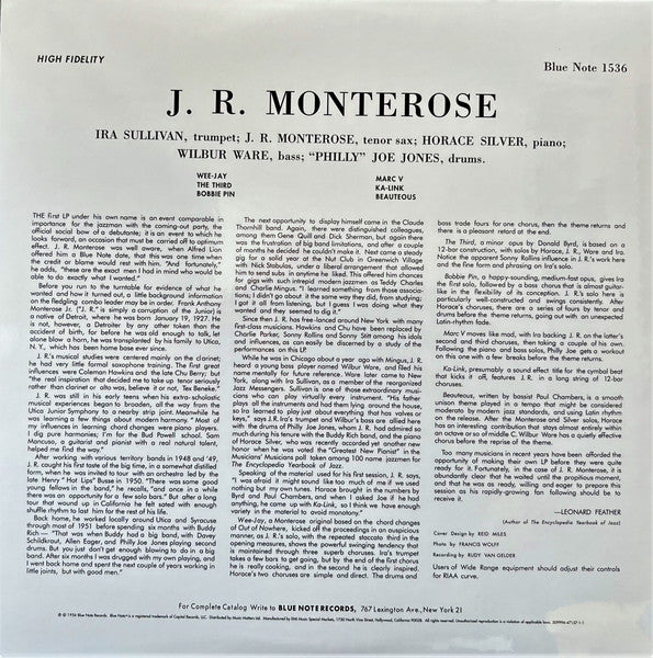 J.R. Monterose - J.R. Monterose (2xVinyl, 12", 45 RPM, Album, Limited Edition, Reissue, Mono) Very Good Plus (VG+) / Near Mint (NM or M-)