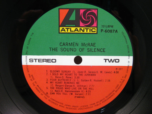 Carmen McRae - The Sound Of Silence (Vinyl, LP, Album, Reissue) Near Mint (NM or M-) / Very Good (VG)