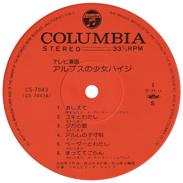 Takeo Watanabe - アルプスの少女ハイジ（テレビオリジナル盤） (Vinyl, LP, Album, Reissue, ...