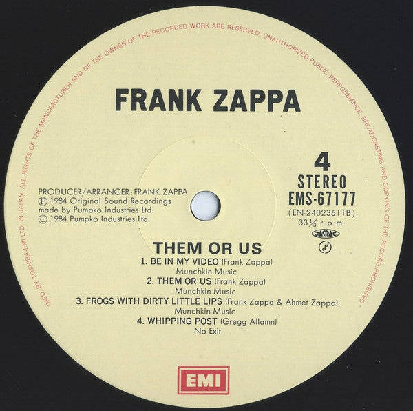 Frank Zappa - Them Or Us (2xVinyl, LP, Album) Very Good Plus (VG+) / Very Good Plus (VG+)