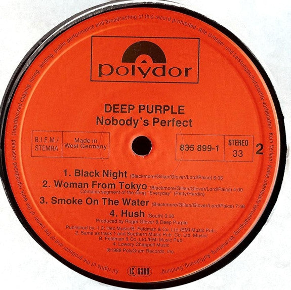 Deep Purple - Nobody's Perfect (2xVinyl, LP, Album, Stereo) Very Good (VG) / Good Plus (G+)