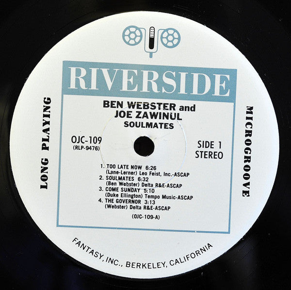 Ben Webster - Soulmates (Vinyl, LP, Album, Reissue, Stereo) Very Good Plus (VG+) / Very Good Plus (VG+)