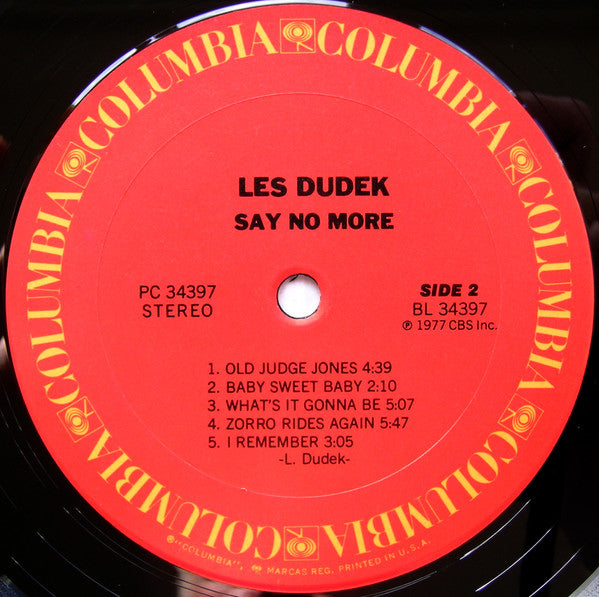 Les Dudek - Say No More (Vinyl, LP, Album, Stereo) Good Plus (G+) / Good Plus (G+)
