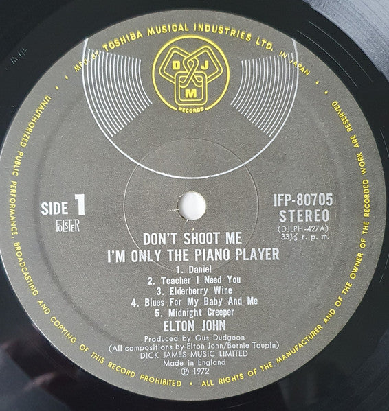 Elton John - Don't Shoot Me I'm Only The Piano Player (Vinyl, LP, Album, Stereo) Very Good (VG) / Very Good (VG)